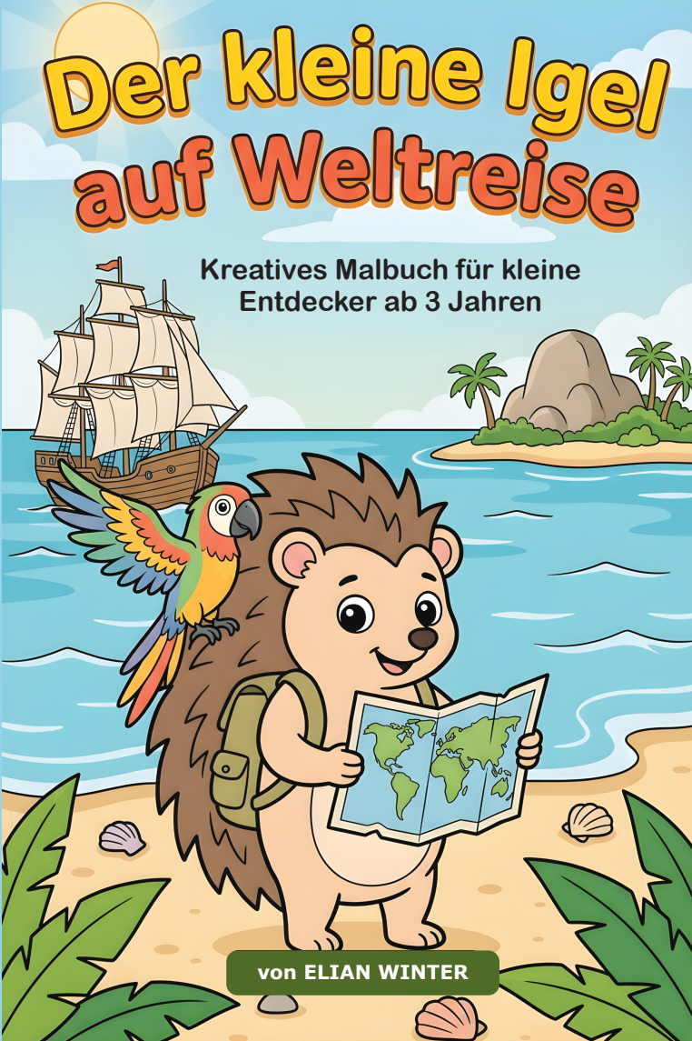 Malbücher für Kinder - Der kleine Igel auf Weltreise
